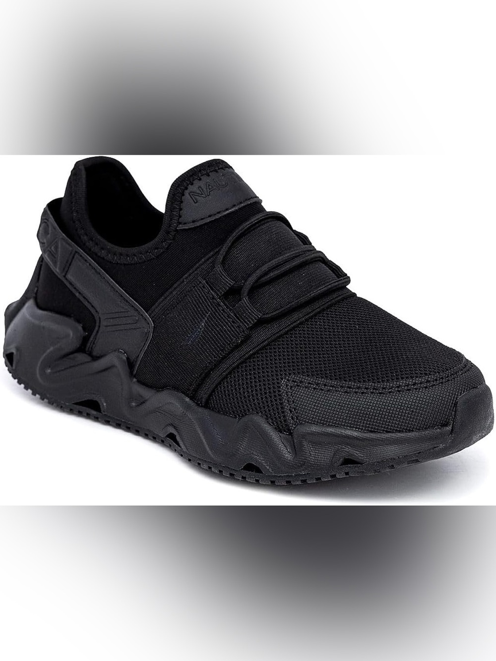 Nautica Kid’s Neave Mded 2 Athletic Slip-On Sneaker, Boys 1, Black Mono
